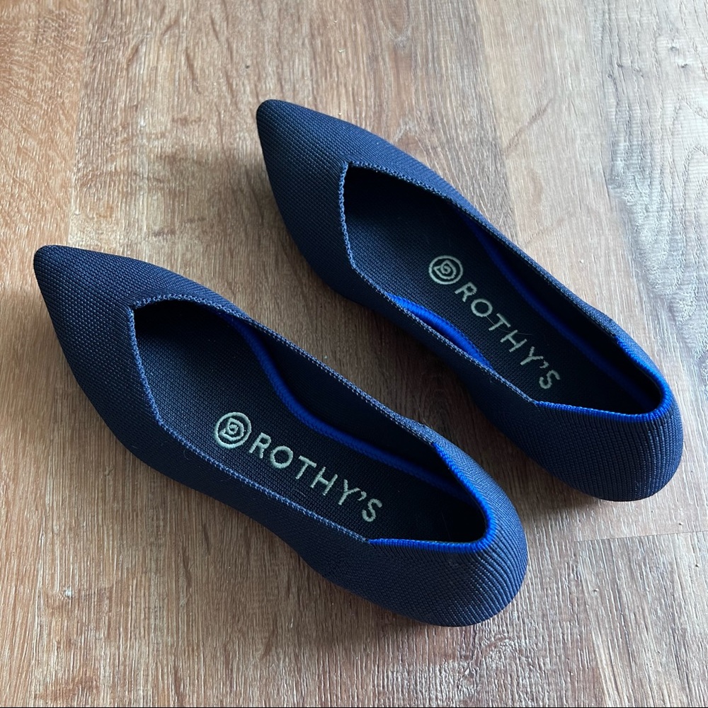 Rothy's The Point Pointed Toe Flat Classic Maritime Navy 5.5
